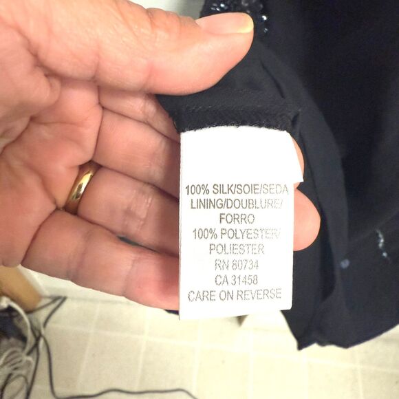 BCBGMaxAzria black Asymmetrical beaded sequin halter dress size 4 - Picture 5 of 7